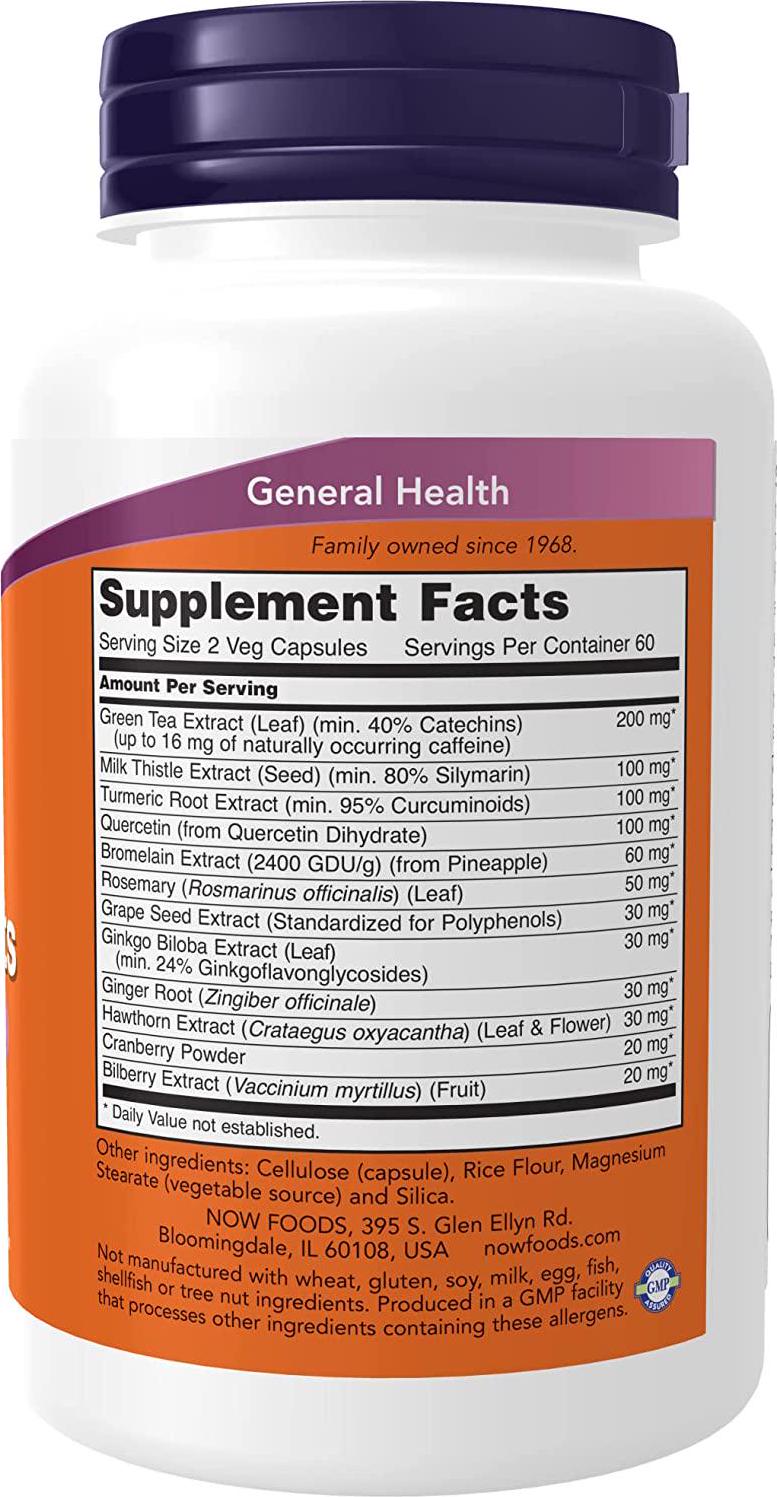 NOW Supplements, Super Antioxidants with Herbal Extracts and a Broad Spectrum of Flavonoids, 120 Veg Capsules