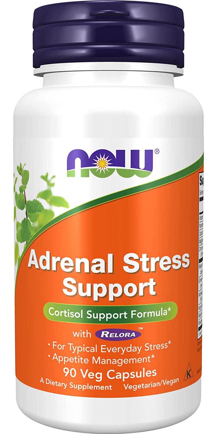 NOW Supplements, Super Cortisol Support (Combines Vitamin C, Pantothenic Acid, and Chromium ChelaviteÂ with ReloraÂ ), 90 Veg Capsules
