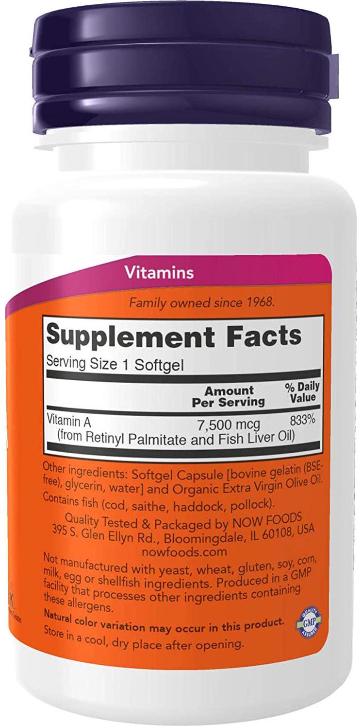 NOW Supplements, Vitamin A 25,000 IU, 100 Softgels