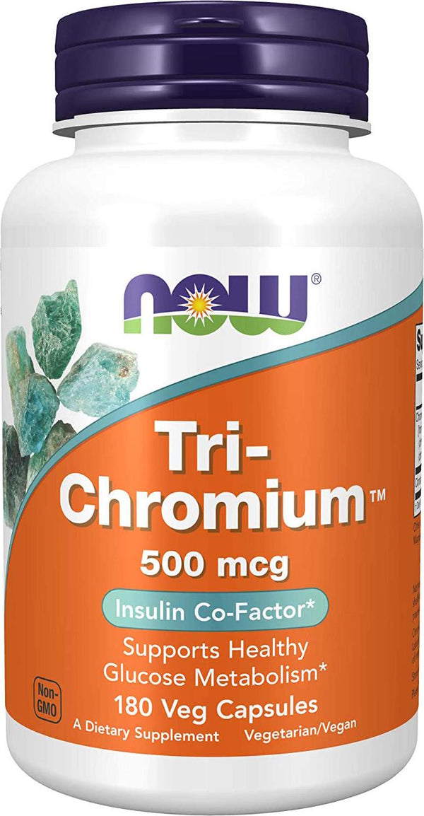 NOW Tri-Chromium 500 mcg with Cinnamon,180 Veg Capsules