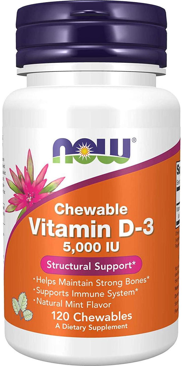 NOW Vitamin D-3 5,000 IU,120 Chewables