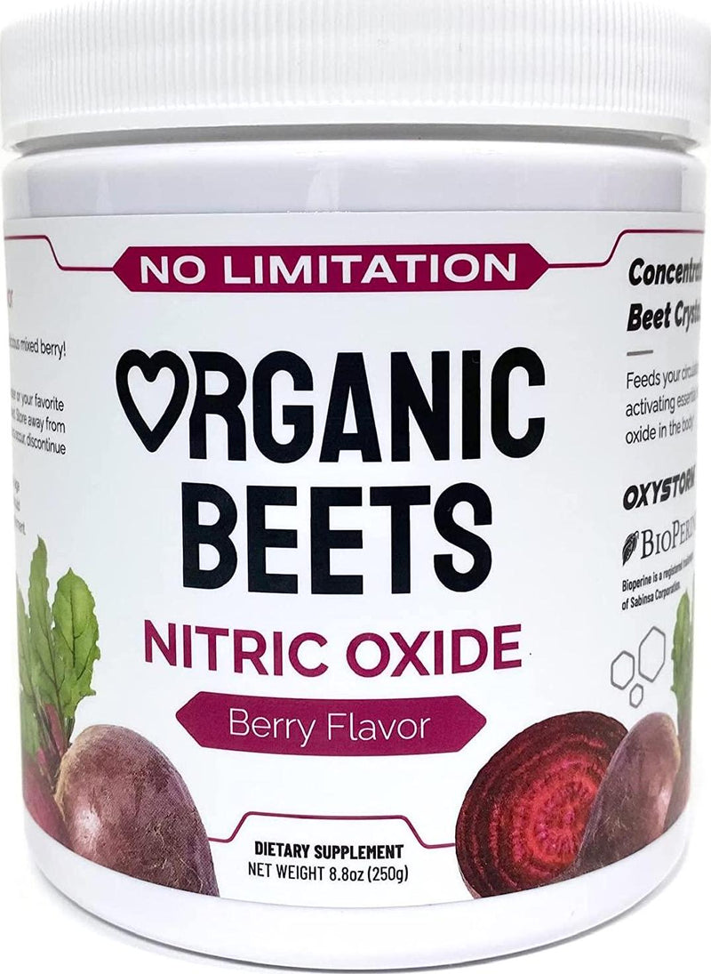 NO LIMITATION Organic Beets Nitric Oxide Berry Flavor - Improve Endurance, Cardiovascular Heart Health, Stamina, Circulation and Reduce Exercise Recovery Time