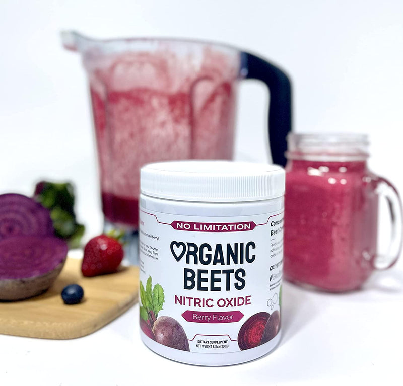 NO LIMITATION Organic Beets Nitric Oxide Berry Flavor - Improve Endurance, Cardiovascular Heart Health, Stamina, Circulation and Reduce Exercise Recovery Time