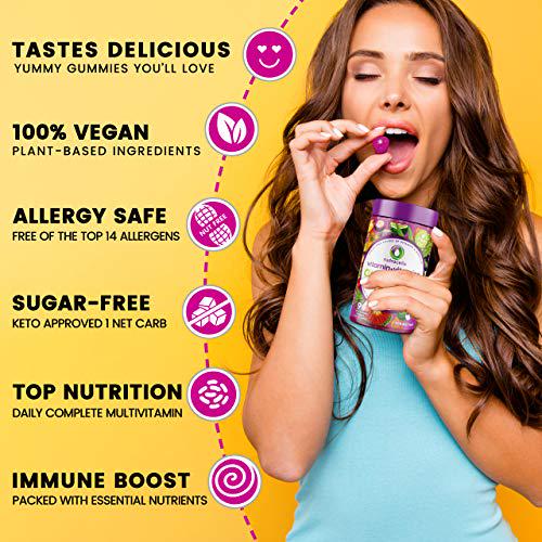 NUTRACELLE Gummies | Vegan Keto Vitamins Women and Men | Top 14 Allergen Free Sugar-Free Gluten-Free Nut-Free Dairy-Free Non GMO | Natural Energy Support Adults Daily Multivitamin Supplement Gummy 90