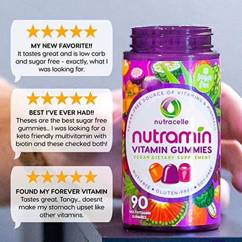 NUTRACELLE Gummies | Vegan Keto Vitamins Women and Men | Top 14 Allergen Free Sugar-Free Gluten-Free Nut-Free Dairy-Free Non GMO | Natural Energy Support Adults Daily Multivitamin Supplement Gummy 90