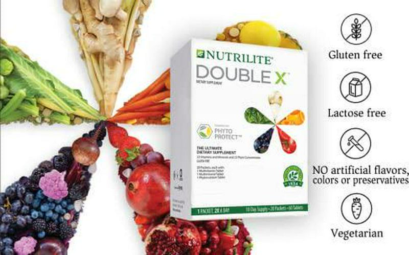 NUTRILITE DOUBLE X Multivitamin/Multimineral/Phytonutrient - 60 Tablets - 10-Day Supply/with Case.