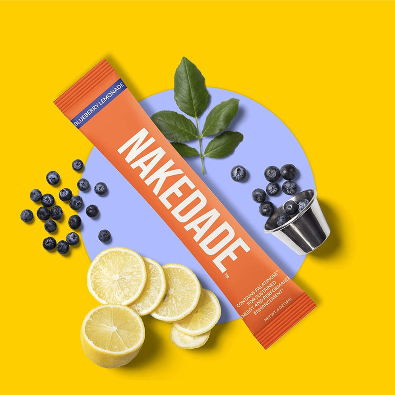 Nakedade Performance Enhancing Sports Drink Powder - Blueberry Lemonade Electrolyte Powder No GMOs or Artificial Sweeteners, Gluten-Free, Soy-Free, Dairy-Free 16 Sticks
