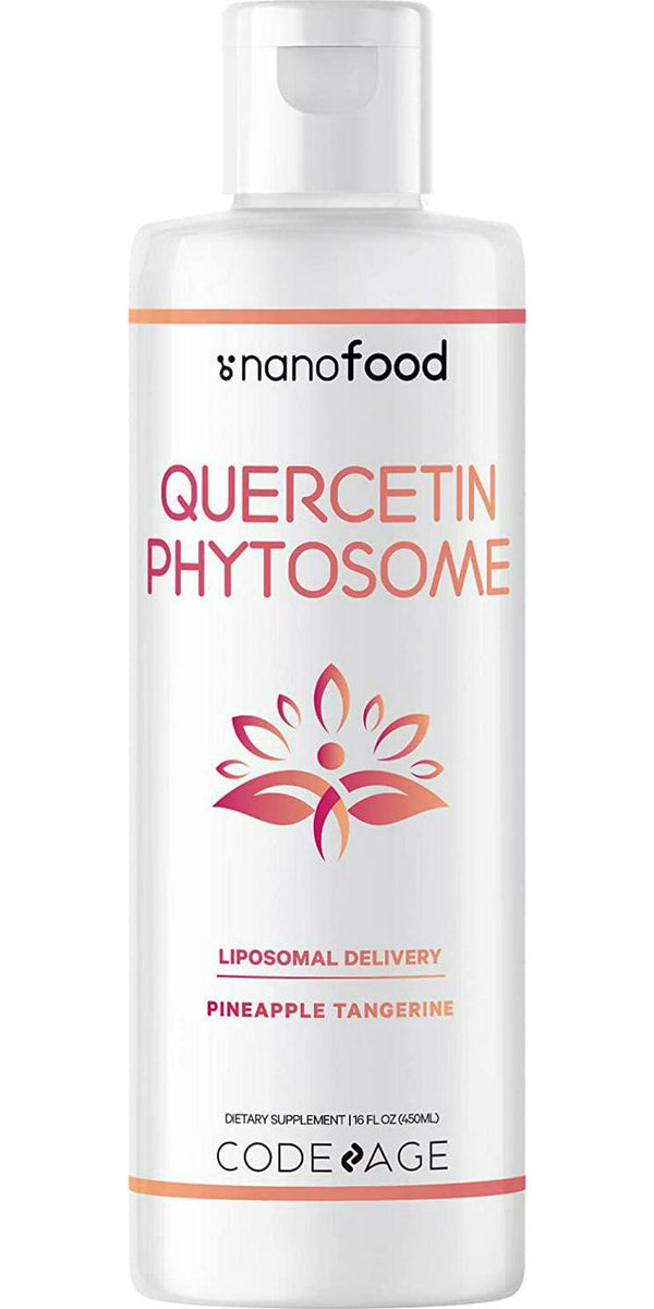 Nanofood Liposomal Quercetin Phytosome Liquid Drops Supplement, Vitamin E,  Phospholipid, Vegan, Non-GMO, 3 Months Supply, 90 Servings