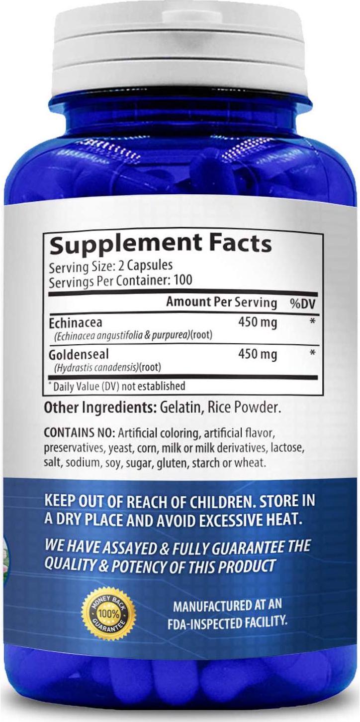 NasaBeahava Echinacea and Goldenseal 900mg 200 Capsules, Real Advanced Immune Support, Supports Respiratory Response, Supports Overall Health