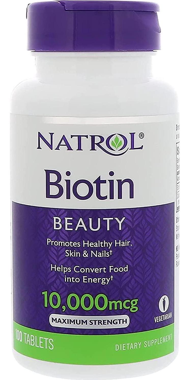 Natrol Biotin, Maximum Strength, 10,000 mcg Tablets 100 ea (Pack of 4)