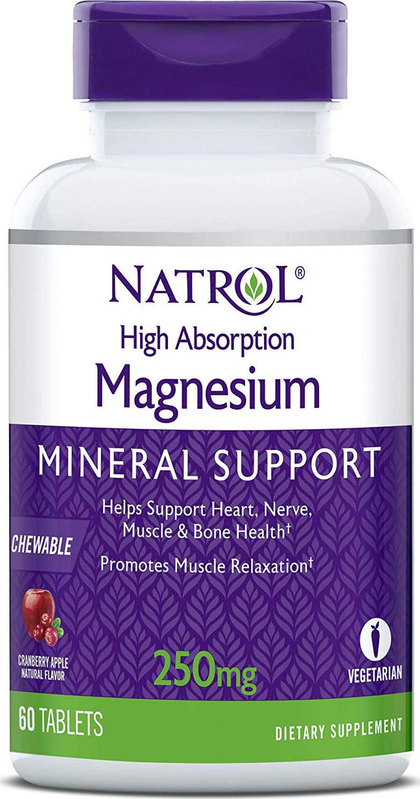 Natrol - High Absorption Magnesium Mineral Support Cranberry - 60 Chewable Tablets