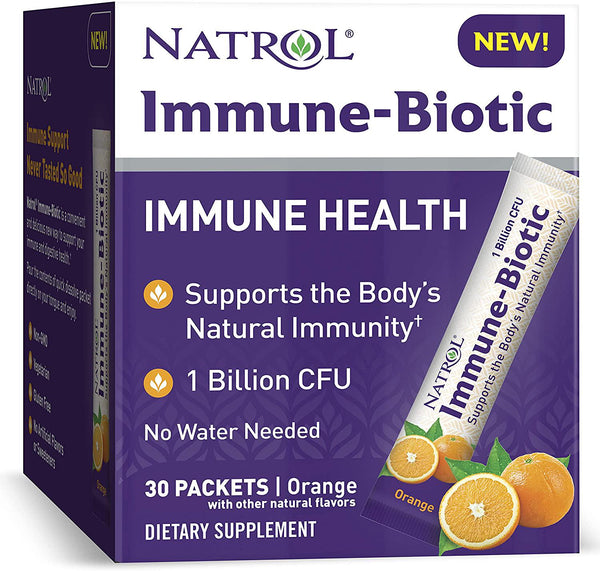 Natrol Immune Biotic Stick Pack, Prebiotic and Probiotic, Orange Flavor, 30 Count