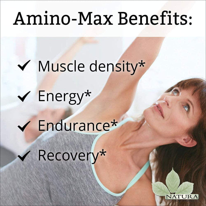 Natura Health Products - Amino-Max - Nutrients to Promote Lean Muscle, Sustained Energy and Optimized Recovery Time - 90 Capsules