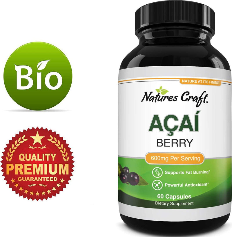 Natural Acai Berry Weight Loss Supplement Detox Products Anti-Aging Antioxidant Superfood Cleanse and Burn Fat Improve Health Boost Energy Cardiovascular Health and Digestion