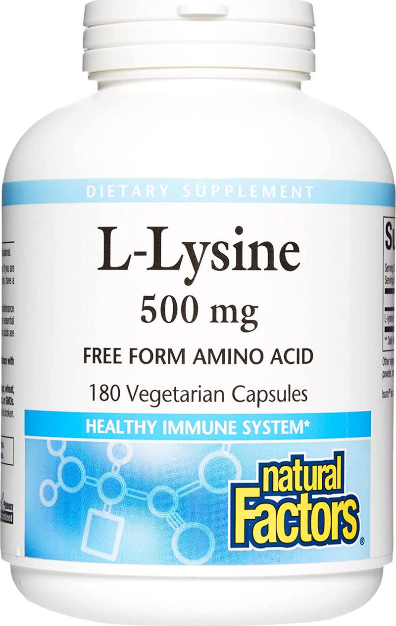Natural Factors, L-Lysine 500 mg, 180 Vegetarian Capsules