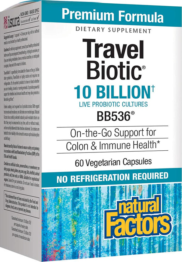 Natural Factors TravelBiotic BB536 10 Billion Acitve Cells 60 Veggie Caps