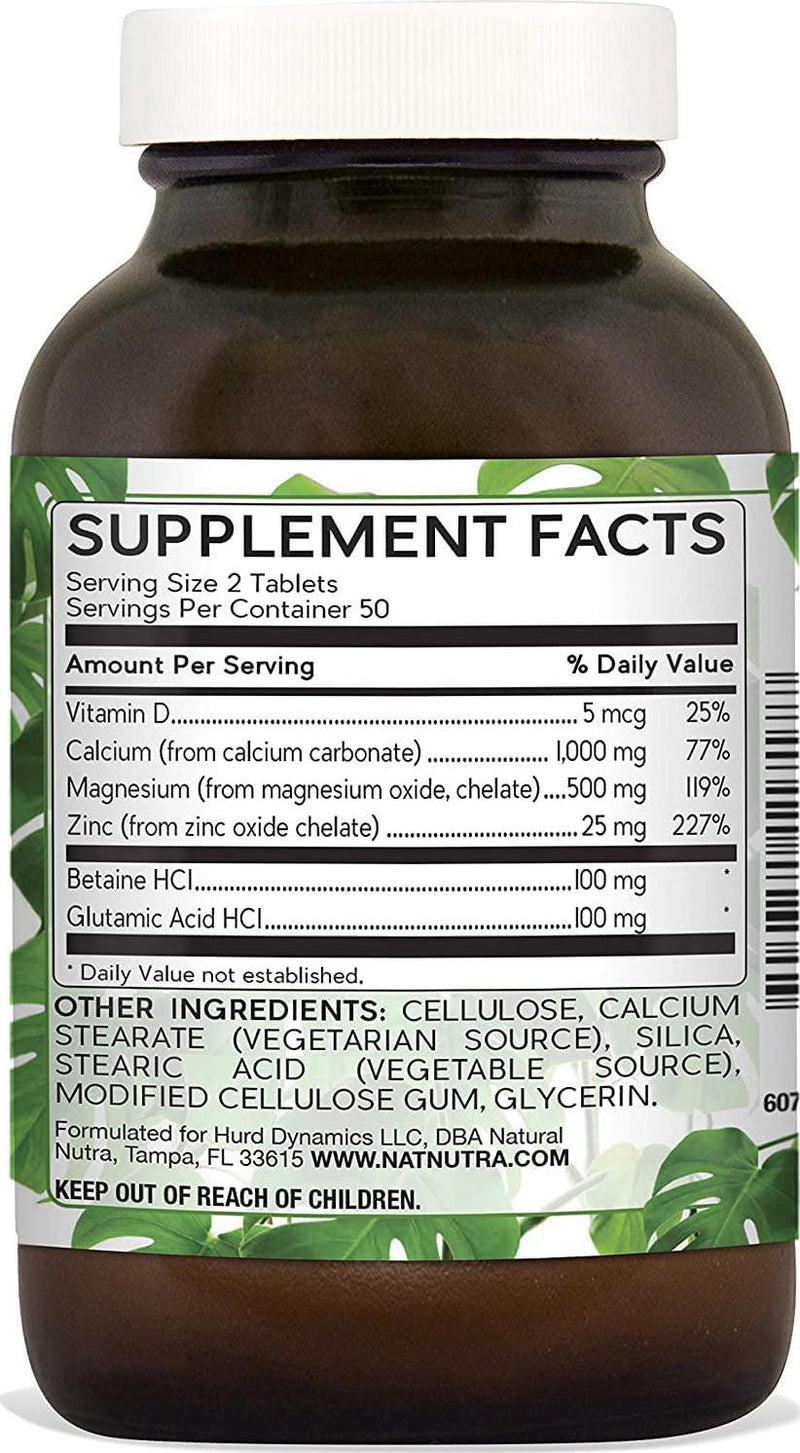 Natural Nutra Calcium Magnesium Zinc Supplement with Vitamin D3 for Bone Strength, Health Healing, Gluten Free Sugar Free, Essential Mineral Complex, 1000/500/25 mg - 250 Vegetarian Tablets - 2 Pack