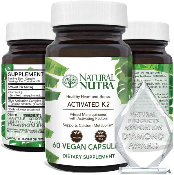 Natural Nutra Full Spectrum Vitamin K2 Supplement, MK4 to MK7 Plus MK8/9/10 with GLA Activation Complex, Bone Support Supplements, Heart Health, Calcium Metabolism, 75 mcg, 60 Capsules (3 Pack)