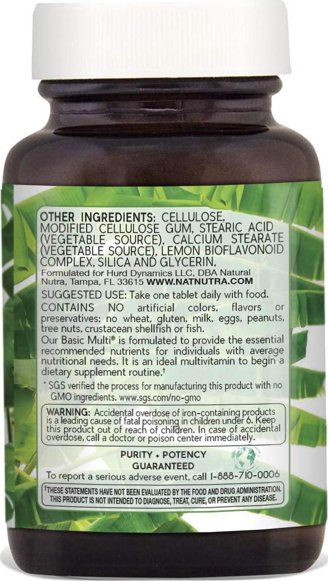 Natural Nutra Multivitamin and Mineral for Women and Men, One a Day Vitamin and Supplement, Vegetarian, Gluten Free, Non GMO, 60 Easy to Swallow Tablets