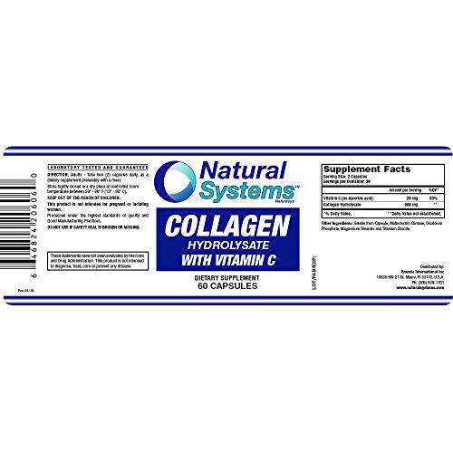 Natural Systems. Collagen with Vitamin C 60 Capsules | Anti-Aging Nutritional Supplement Rich in Vitamin C - Skin, Nails and Hair Rejuvenation