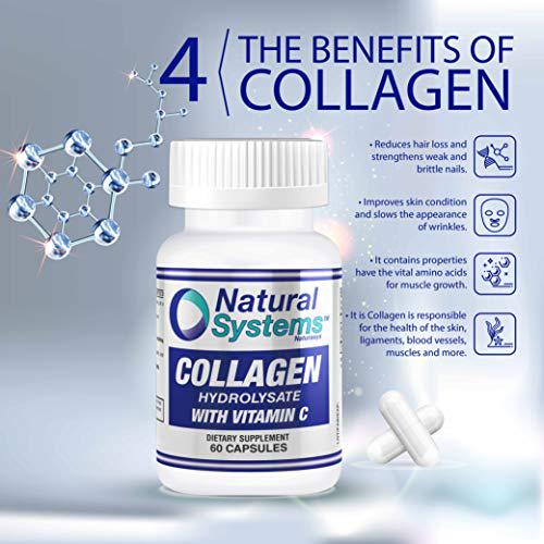 Natural Systems. Collagen with Vitamin C 60 Capsules | Anti-Aging Nutritional Supplement Rich in Vitamin C - Skin, Nails and Hair Rejuvenation