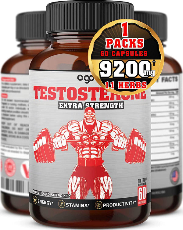 Natural Testosterone Booster for Men 9200mg_60 Vegan Capsules Enlargement Supplement, Performance, Energy, Stamina, Endurance, Muscle Building*