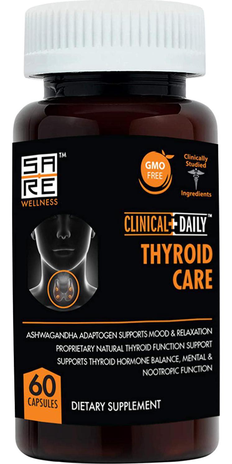 Natural Thyroid Support Supplement, Ashwagandha Adaptogen Superfood Blend w Pure Kelp Iodine and Selenium, Copper, L Tyrosine, Zinc, Vitamins Complex for Energy, Focus, Weight Loss. 60 Non GMO Capsules