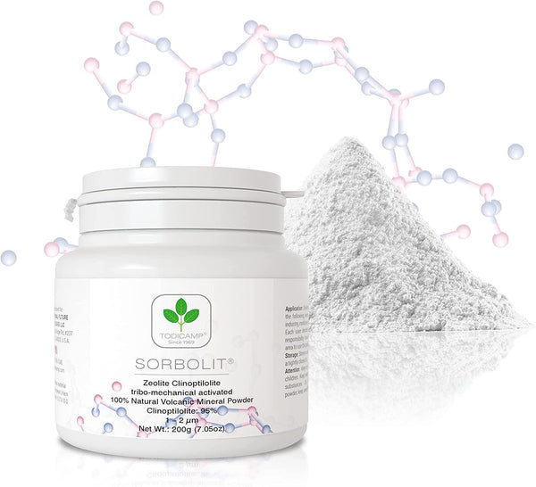 Natural Zeolite Powder Food Grade - Sorbolit by TODICAMP - Ultra FINE 1-2 µm - Clinoptilolite 95% - 3X Activated - Natural Volcanic Mineral Powder - 200g (7.05oz)