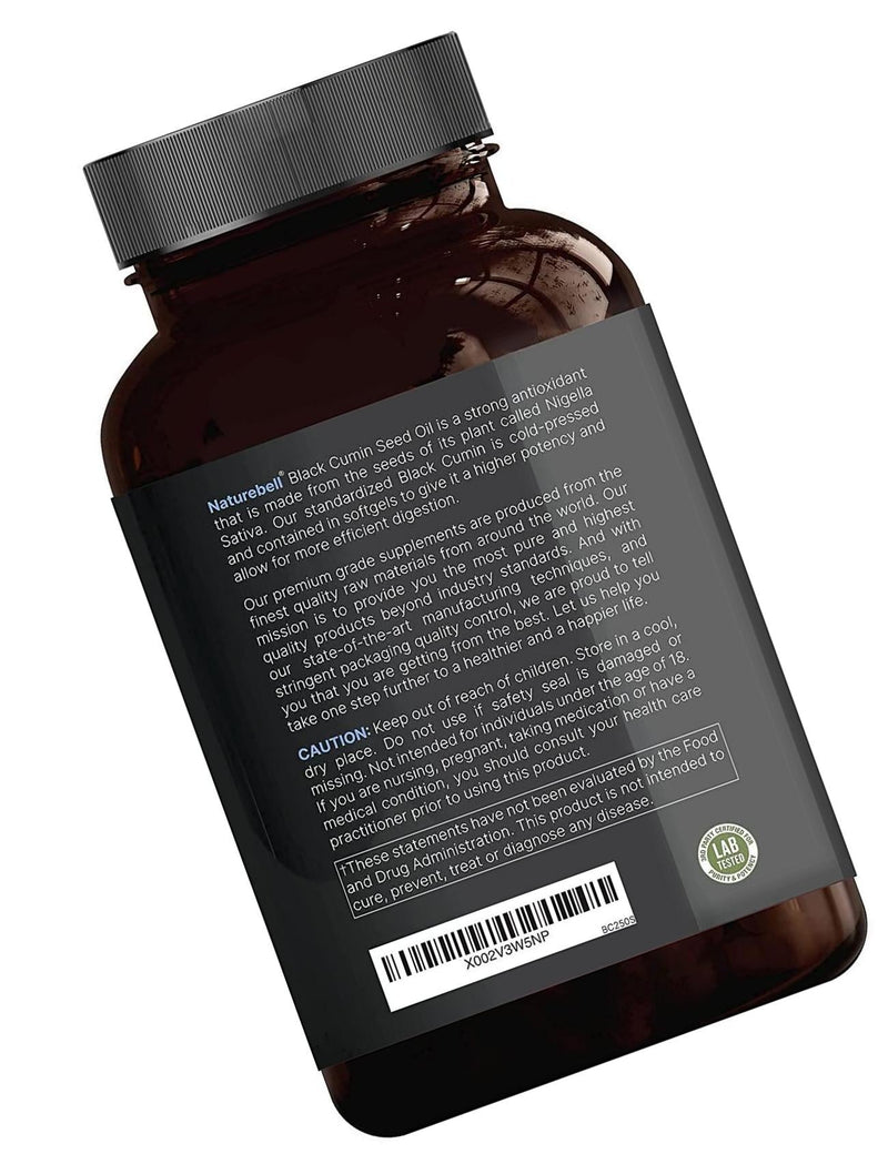 NatureBell Black Cumin Seed Oil Softgel Supplement, Made with Fenneboost, 1000mg Per Serving, 250 Softgels, Non-GMO