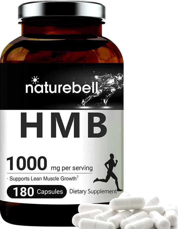 NatureBell HMB Capsules (Beta-Hydroxy Beta-Methylbutyrate), 1000mg Per Serving, 180 Counts, Supports Lean Muscle Mass, Premium HMB Supplements, Non-GMO
