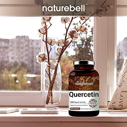 NatureBell Quercetin 1000mg Per Serving, 240 Capsules, Powerfully Supports Cardiovascular Health, Immune System and Bioflavonoids for Celllular Function, No GMOs and Made in USA.