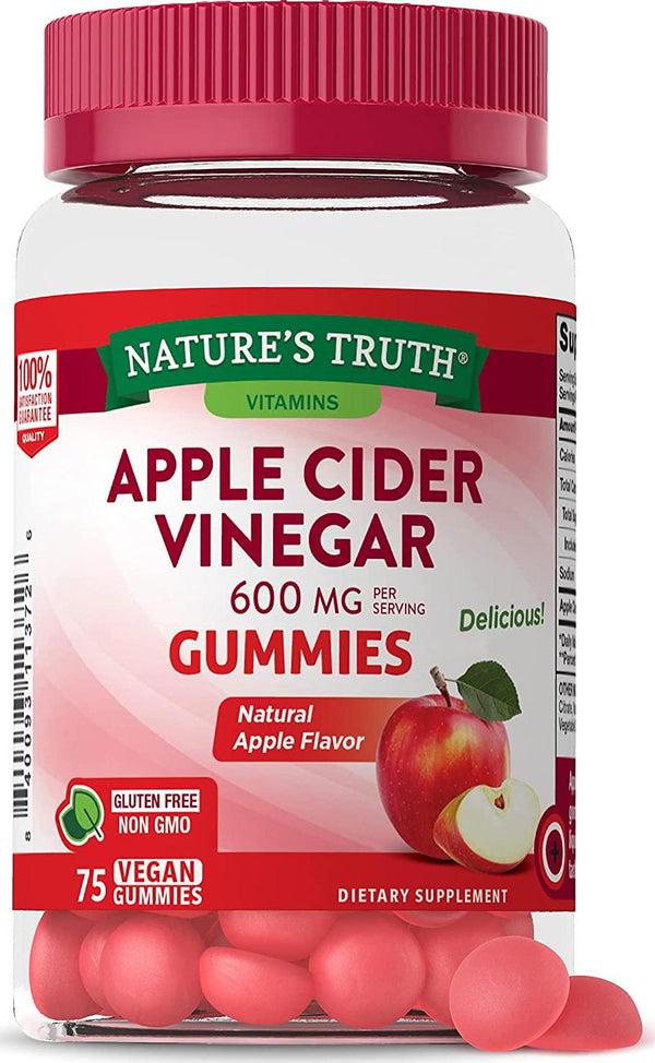 Nature&#039;s Truth Apple Cider Vinegar 600mg Vegan Gummies, 75 Count