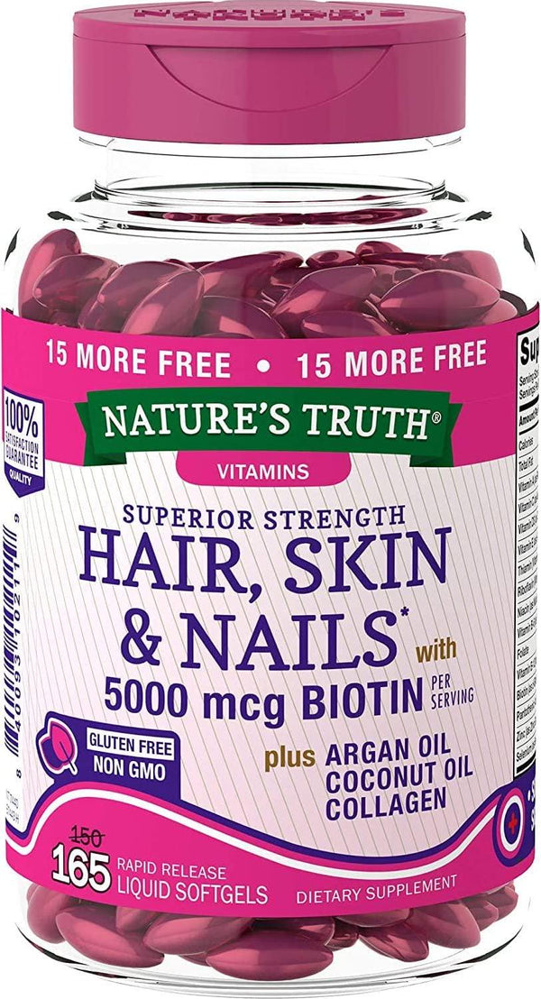Nature&#039;s Truth Superior Strength Hair/Skin/Nails with Argan/Coconut Oil/Collagen (Pack of 2)