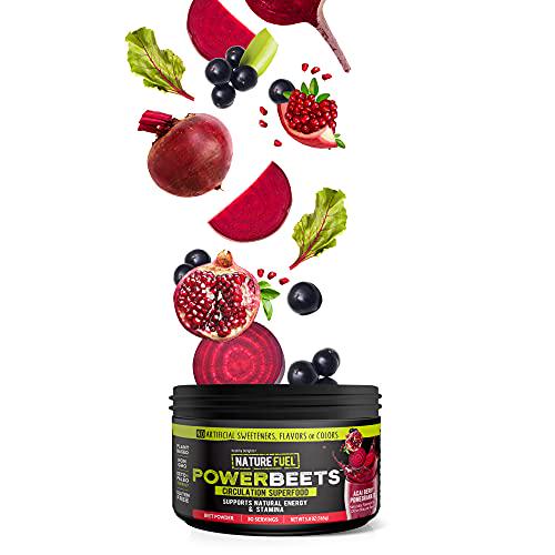 Nature Fuel Power Beets - Super Concentrated Non-GMO Beet Juice Powder - Delicious Acai Berry Pomegranate Flavor - 30 Servings - Pantry Friendly