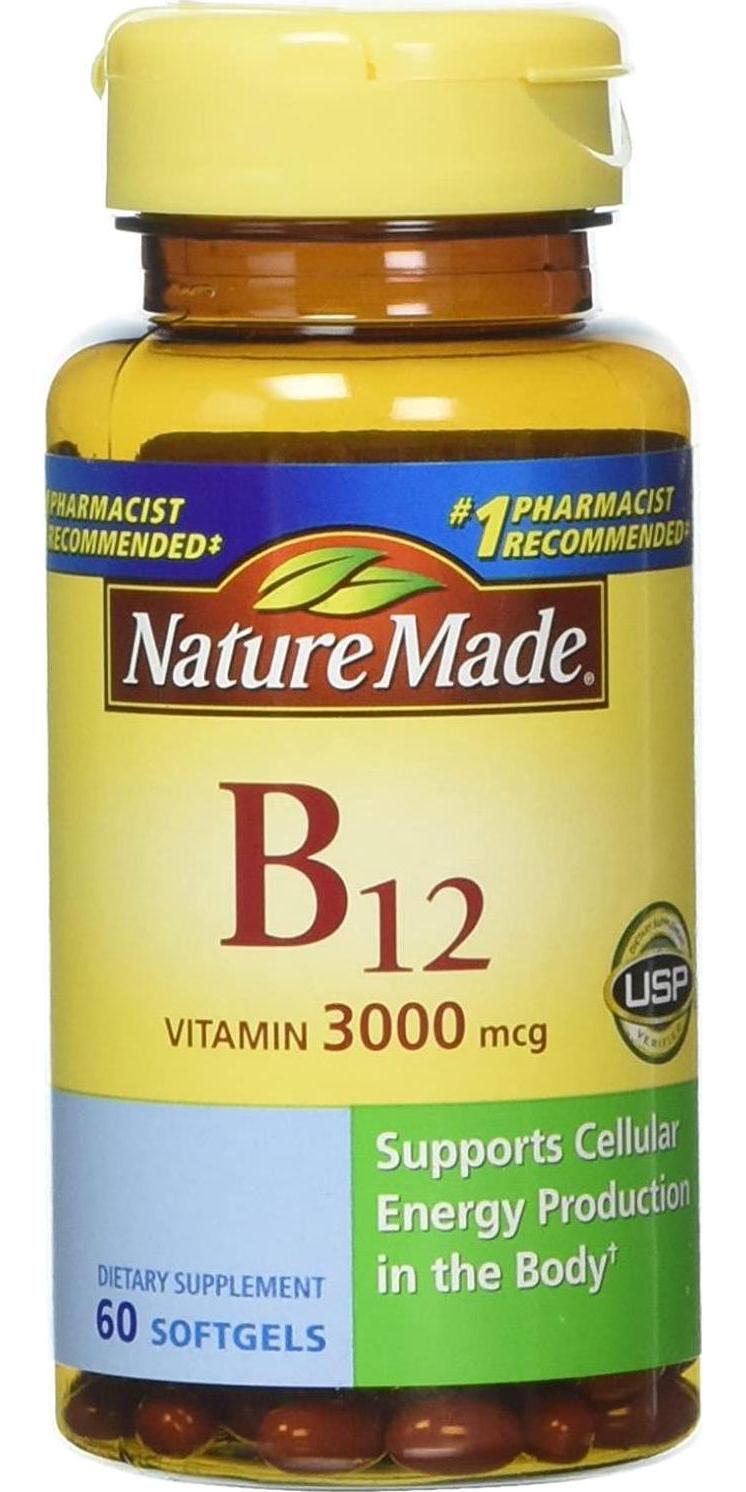 Nature Made Vitamin B-12 Softgels, 3000 Mcg, 60 Count Pack of 3