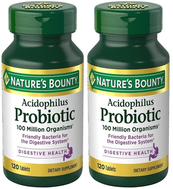 Nature's Bounty Probiotic Acidophilus 240 Tablets (2 X 120 Count Bottles)