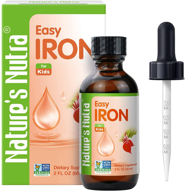 Nature's Nutra Easy Iron, 2 Fl. Oz (60ml), Premium Baby and Infant Liquid Drops, Toddlers Kids Children Multivitamin Supplement, Ferrochel, Anemia, Hemoglobin