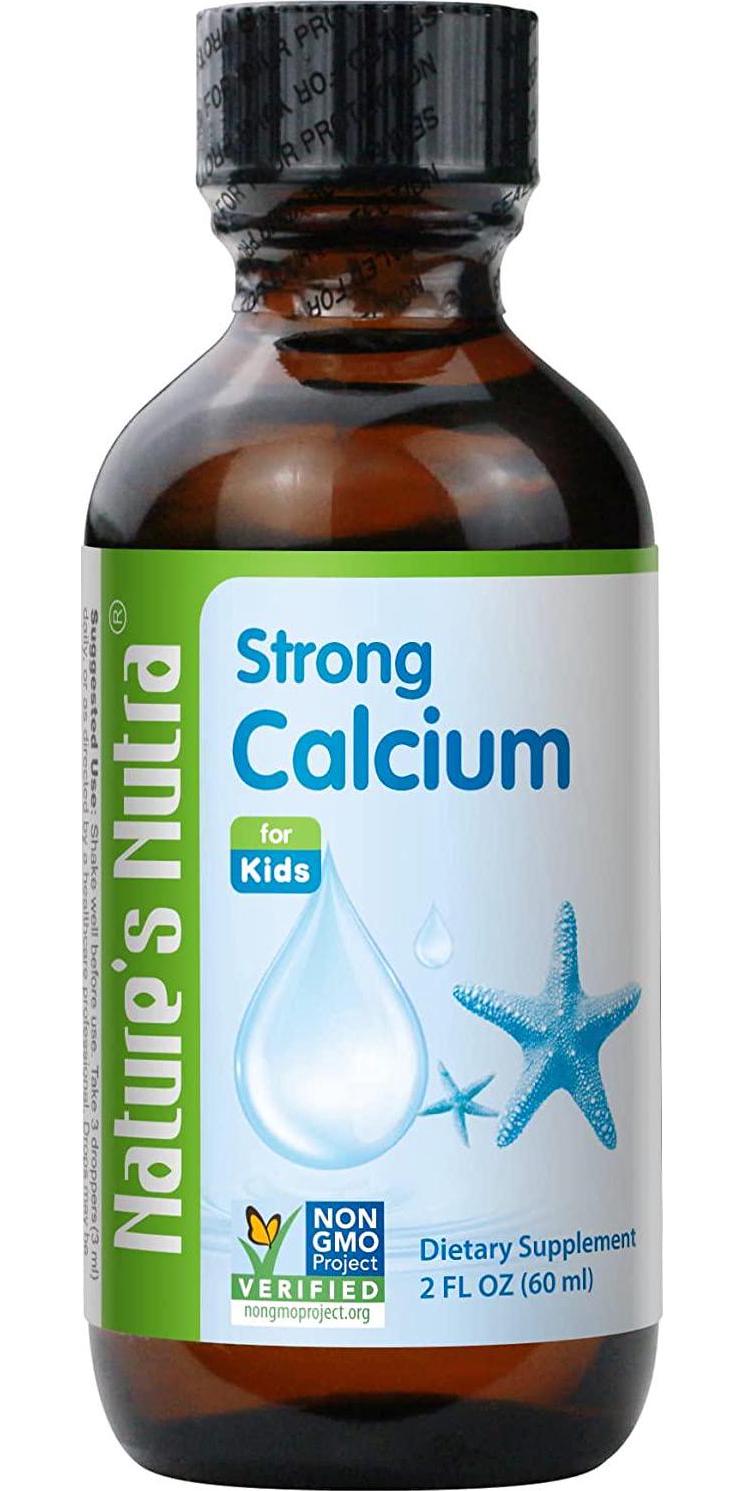 Nature's Nutra Strong Calcium + K2, 2 Fl. Oz (60ml), Premium Baby and Infant Liquid Drops, Toddlers Kids Children Multivitamin Supplement, High Absorption, Healthy Bone and Teeth