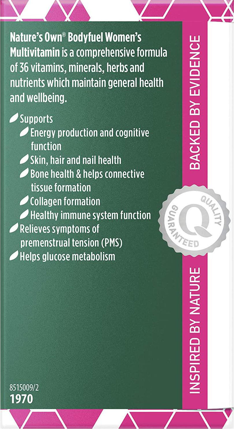 Nature's Own Bodyfuel Women's Multivitamin - Supports Energy Production - Relieves PMS Symptoms, 60 Tablets
