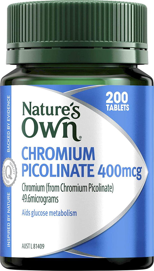Nature's Own Chromium Picolinate 400mcg - Helps Digestion Of Fats - Helps Metabolism Of Carbs And Proteins, 200 Tablets