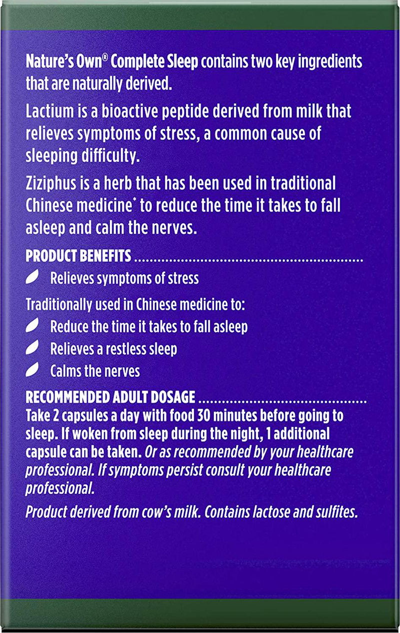 Nature's Own Complete Sleep - Traditionally used to Relieve a Restless Sleep and Reduce Time to Fall Asleep, 30 Capsules