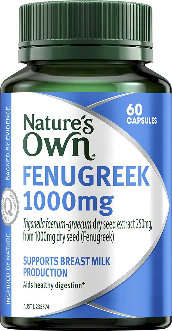 Nature's Own Fenugreek 1000mg - Traditionally Used to Support Healthy Digestion and Improve Breast Milk Production, 60 Capsules