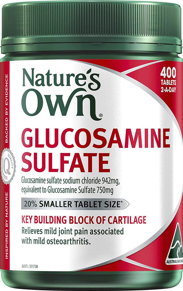 Nature's Own Glucosamine Sulfate, Relieves Mild Joint Pain and Stiffness Associated with Osteoarthritis Tablets, Mostly Green, 400 Count