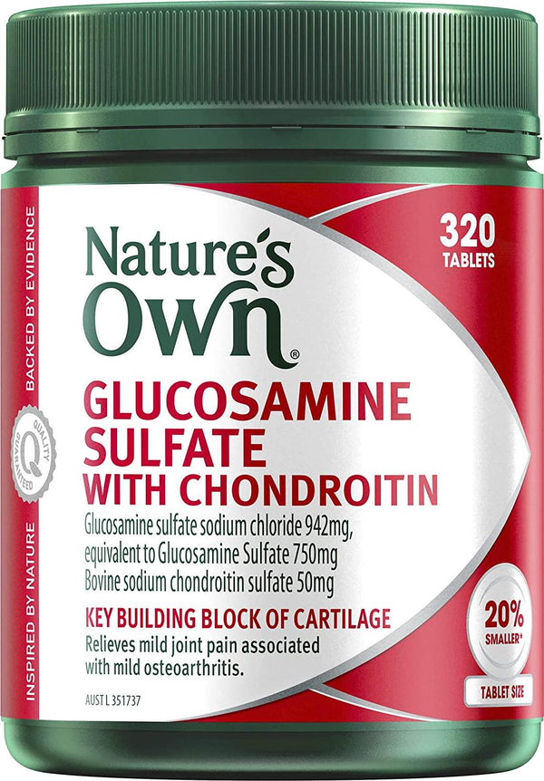 Nature's Own Glucosamine Sulfate with Chondroitin - Relieves Mild Joint Pain Associated with Mild Osteoarthritis, 320 Tablets