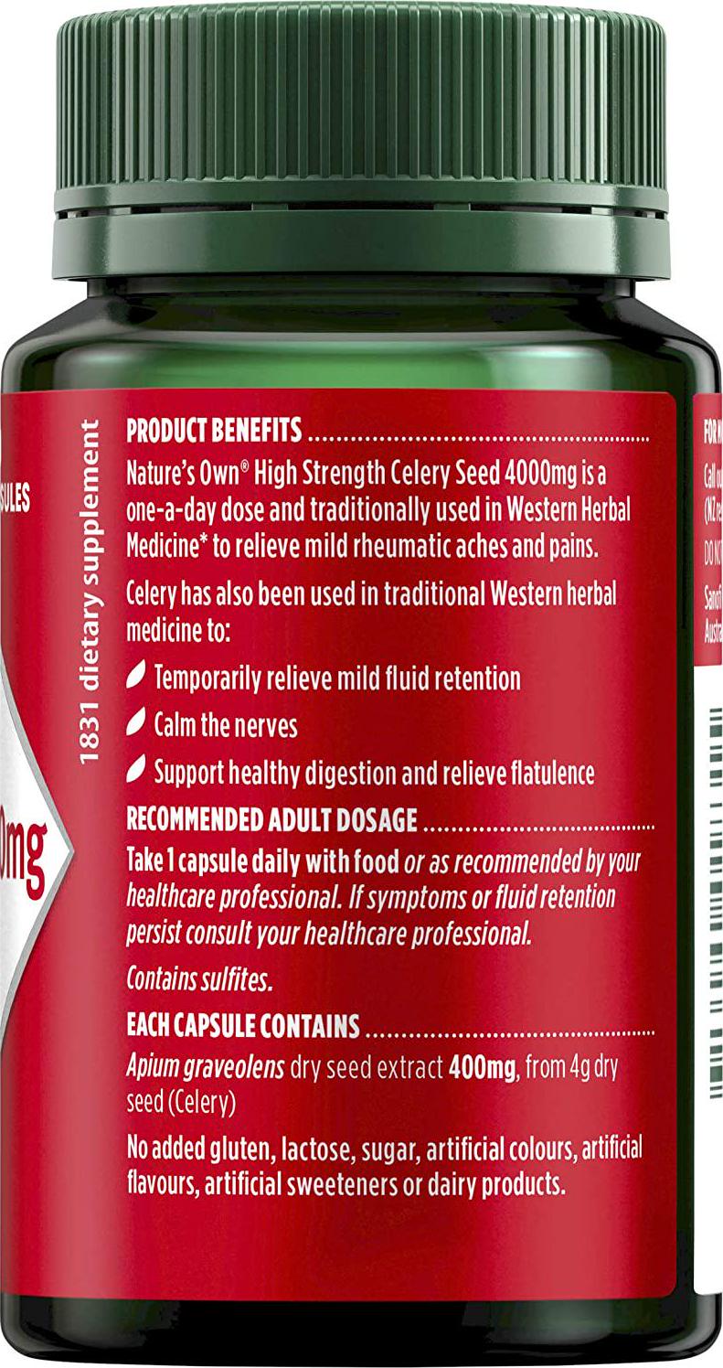Nature's Own High Strength Celery Seed 4000mg - Traditionally Used to Support Healthy Digestion, 30 Capsules