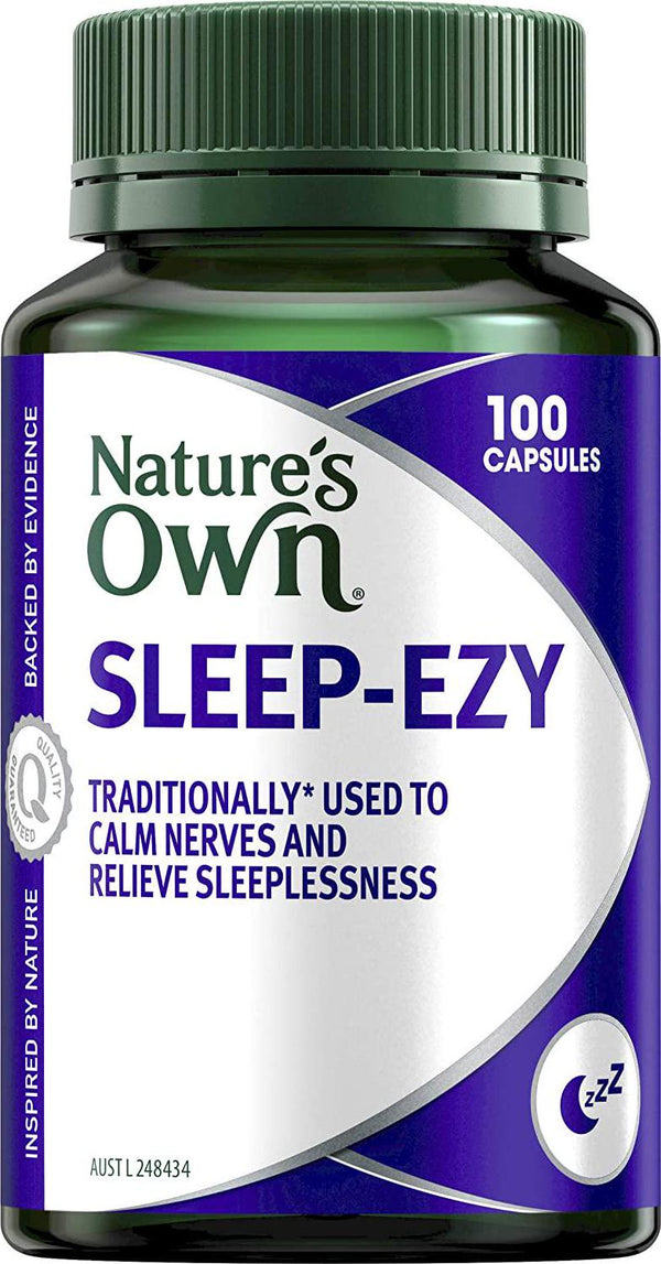 Nature's Own Sleep Ezy Calming Herbal Sleep Complex Relieves Sleeplessness Calms Nerves, 100 Capsules