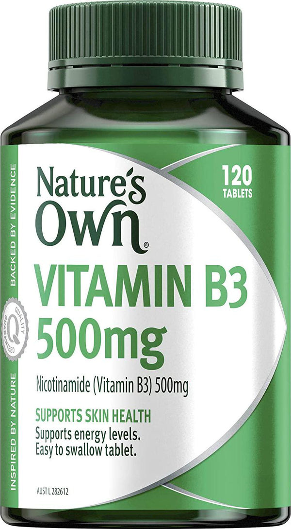 Nature's Own Vitamin B3 500mg - Supports Energy Levels - Supports Skin Health, 120 Tablets