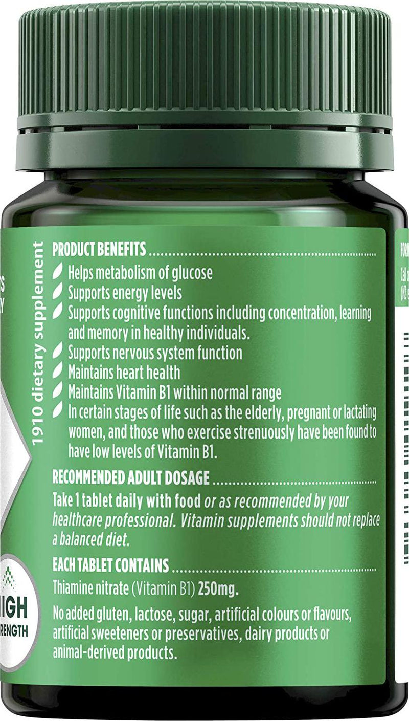Nature's Own Vitamin B1 250mg with Vitamin B for Energy + Heart Health, 75 Tablets