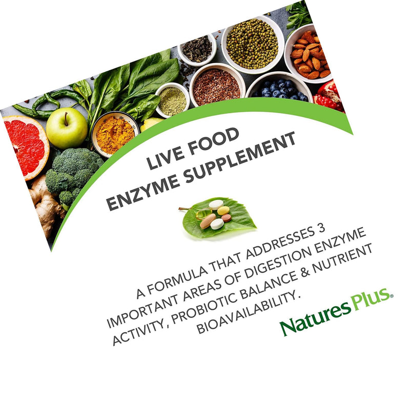 Nature's Plus - Acti-Zyme with Live Food Enzymes FOS and Bioperine - 180 Capsules