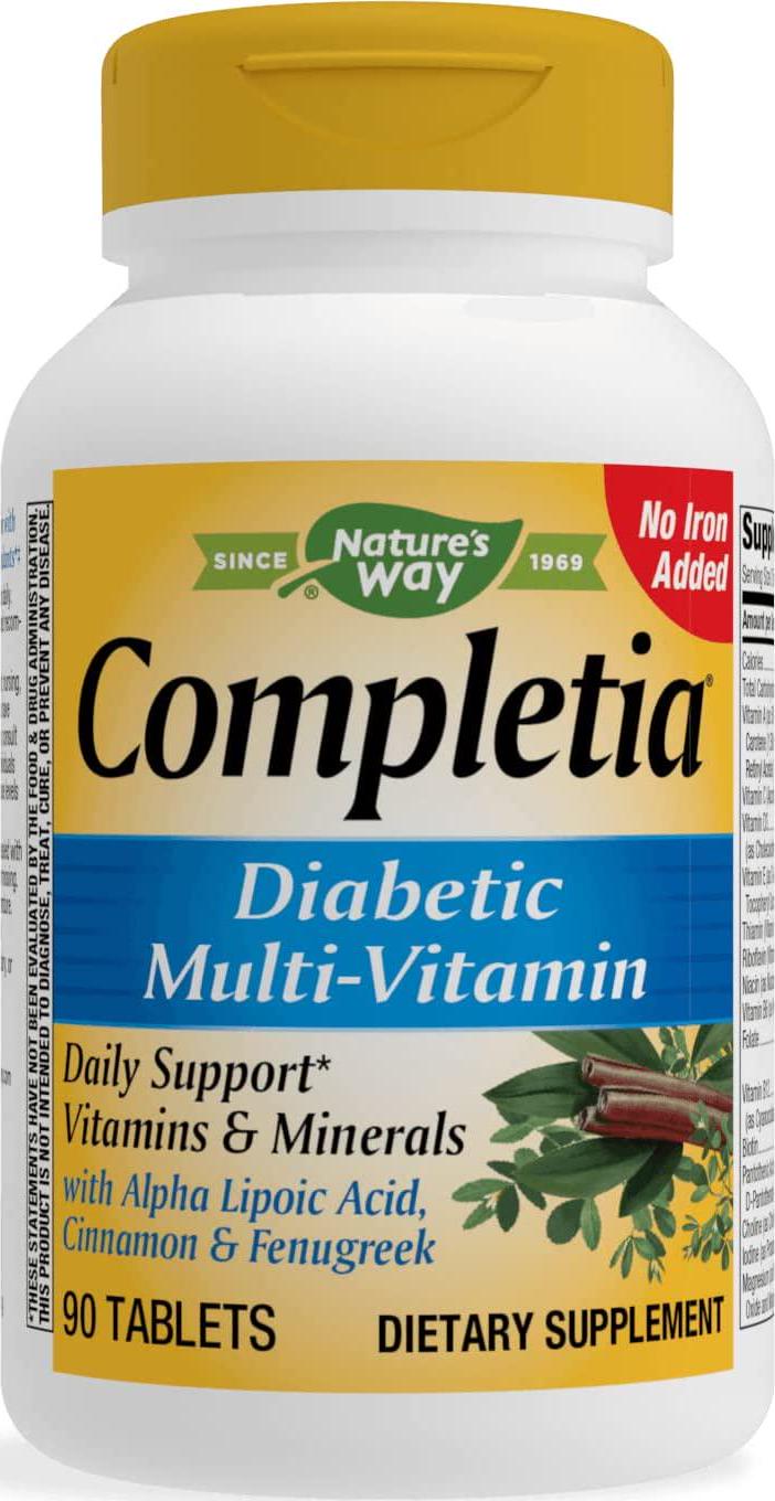 Nature's Way Completia Diabetic Multivitamin (iron-free), 90 Tablets (Packaging May Vary)
